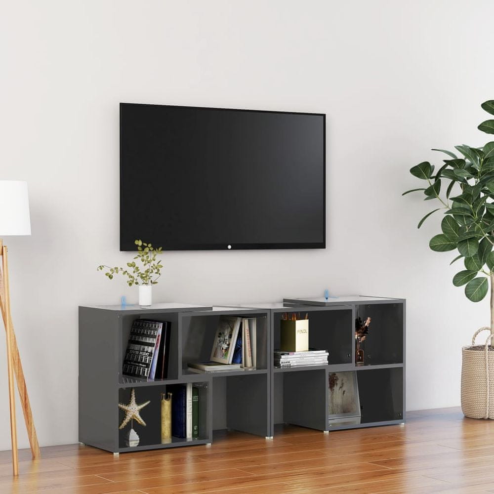Vidaxl TV skrinka, sivá, vysoký lesk, 104x30x52 cm